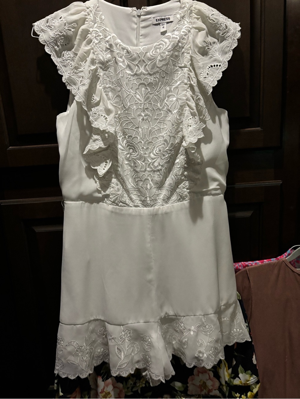 Express White Lace Ruffle Girls romper